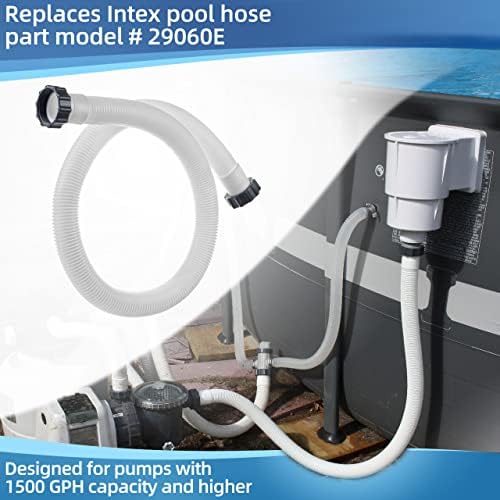 1.5" Pool Pump Hose for Coleman Intex, 1.5 inch Pool Hoses for Above Ground Pools 29060E Pool Filter Hoses for Sand Filter Pumps & Saltwater Systems, 59" Long Replacement Hoses (2 Pack)