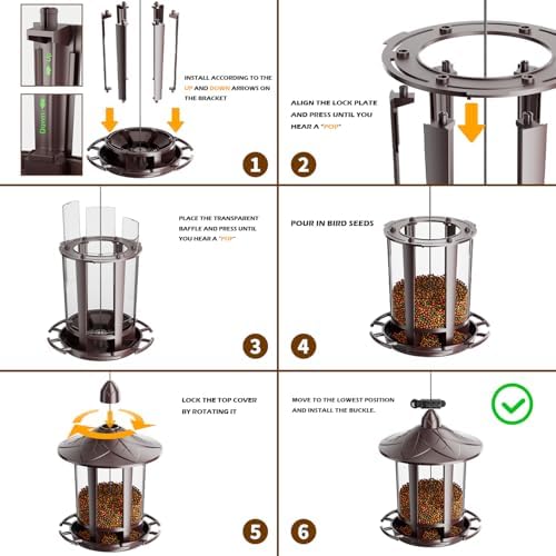 Birdream 2 Pack Bird Feeders for Outdoor Hanging, Classic Castle Design Fun Assembly Bird Feeder, Attracting Wild Birds Cardinals Goldfinches Chickadees Finches Sparrows - Brown