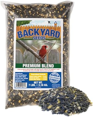 Backyard Seeds Premium Blend Bird Seed to Attract Songbirds - Wild Bird Food Mix with Black Oil Sunflower (7 Pounds)