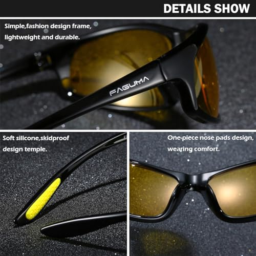 FAGUMA Polarized Sports Sunglasses For Men Cycling Driving Fishing 100% UV Protection