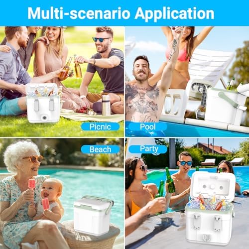 Pool Cooler, Portable Poolside Cooler Swimming Pool, Insulated Hard Cooler with Handle, Swimming Poolside Ice Chest Accessories, Suitable for Above Ground Pools, Parties, Family Gathering