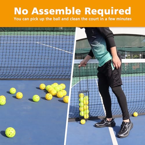 Poweruck Pickleball Tennis Ball Hopper Set, Pickleball Tennis Ball Basket Holder with 20 Outdoor Pickleball Balls,Perfect Court Equipment for Beginner