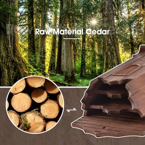 Wooden Castle Bat Houses for Outside Bat Box for Outdoors - Large Three Chamber Box Perfectly Designed to Attract Bats - Durable and Easy to Hang (Bat House Ⅰ Red)