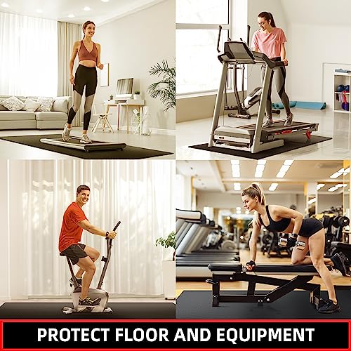 GymCope Treadmill mat, 72"x30" Exercise Equipment Mat for Hardwood Floor Carpet Protection, 6mm Thick, Exercise Bike Mat Pad for Indoor Cycles, Rowing Machine, Elliptical