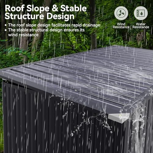 Aoxun 3.3' x 5.6' Metal Storage Shed - Waterproof Outdoor Garbage Can Organizer with Chain Lid, Ideal for Trash Bins, Toys, Garden Tools - Perfect for Garden, Backyard, & Patio Use