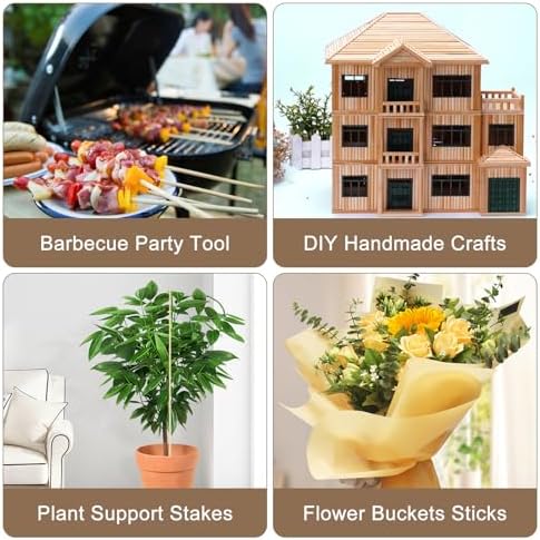 150 Pack Marshmallow Roasting Sticks, 30 Inch Smores Stick Extra Long for Fire Pit, 5mm Thick Bamboo Barbecue Skewers Outdoor for BBQ Kabob Grilling, Campfire, Hotdog, Plant Support