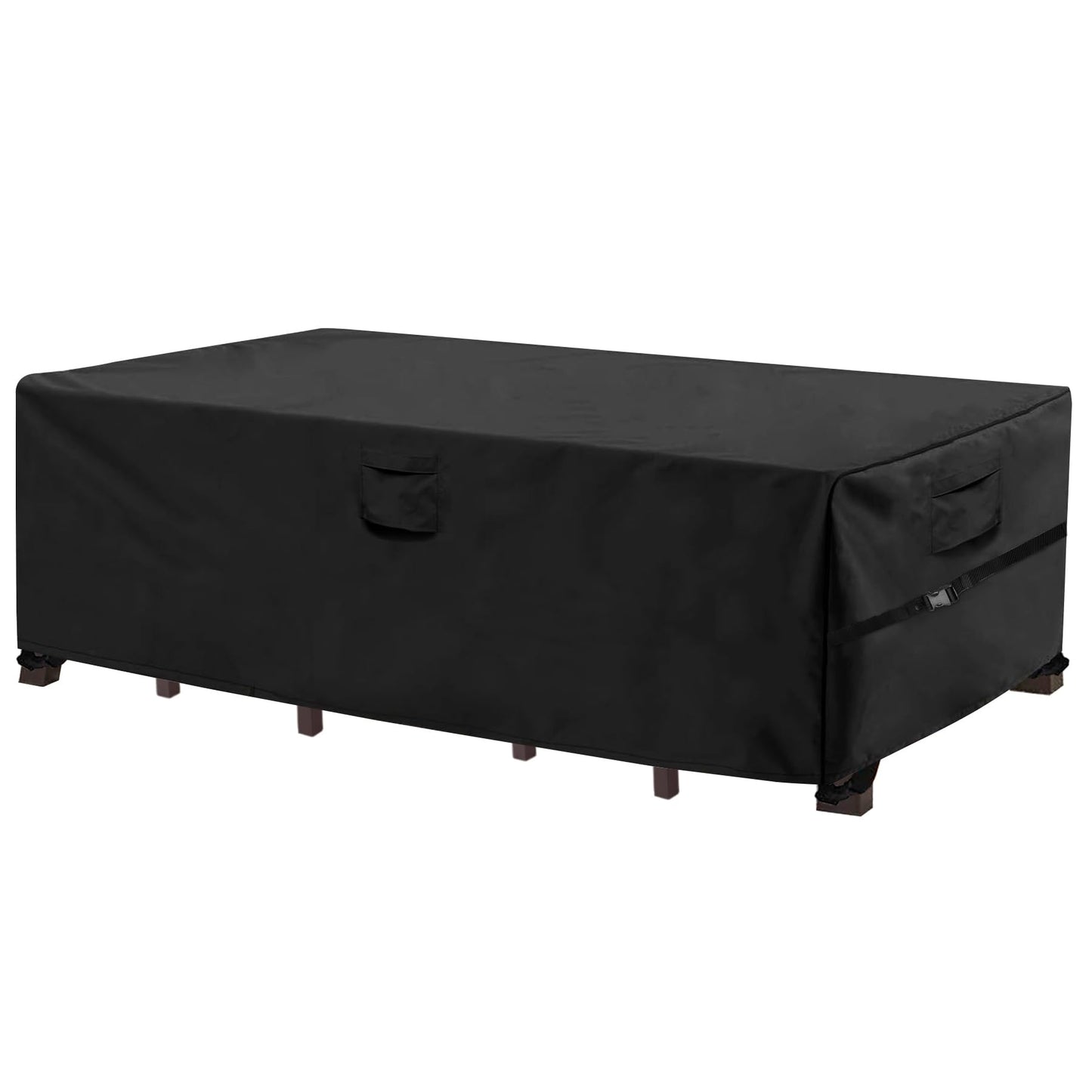 WOMACO Heavy Duty Patio Table Cover, Waterproof Outdoor Furniture Cover (Black, Rectangle - 75" x 57" x 28")