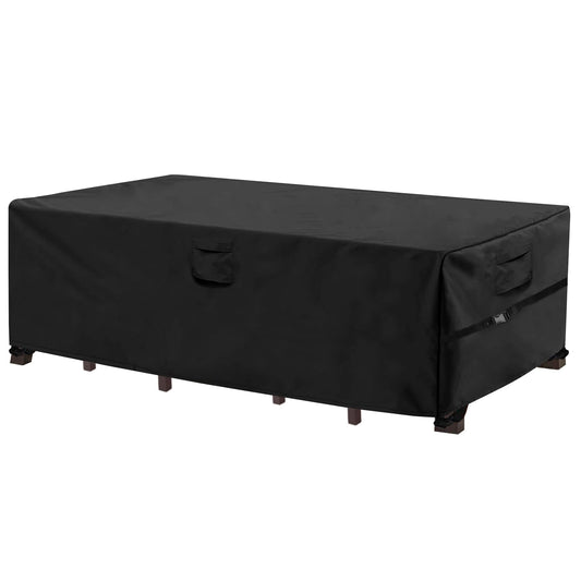 WOMACO Heavy Duty Patio Table Cover, Waterproof Outdoor Furniture Cover (Black, Rectangle - 75" x 57" x 28")