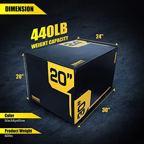 ToughFit Plyo Box - 3 in 1 Foam Plyometric Box - Jump Box for MMA, Crossfit - Adjustment Height Plyometric Jump Box for Home Gym - PVC Cover Platform & High-Density Workout Box (Small - 20"x18"x16")