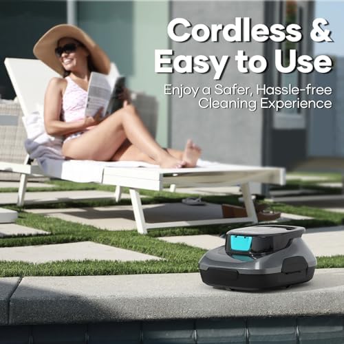 AIPER Cordless Automatic Cleaner, Pool Vacuum with Auto- Parking, Lightweight, Ideal for Above Ground Flat Pool up to 860 sq.ft.