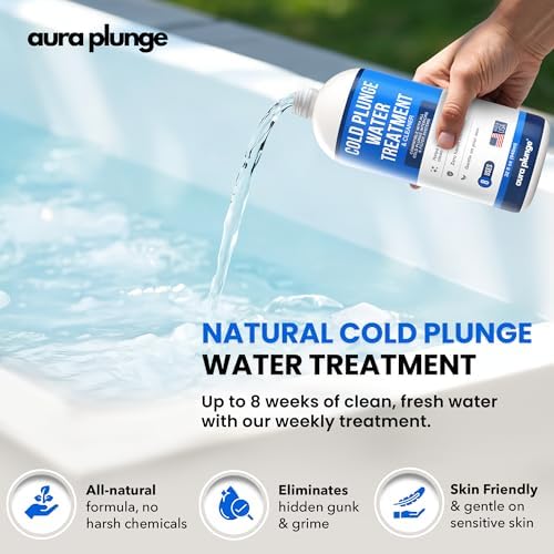 3in1 Natural Cold Plunge Water Treatment - Cleaner, Clarifier & Water Stabilizer for Cold Plunge - No Harsh Chemicals - Keeps Ice Bath Water Clean & Odor-Free - Made in USA (8 Week Supply, 32oz)