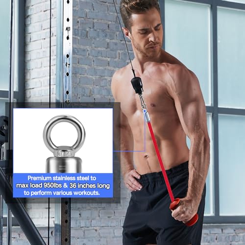 HXD-ERGO Ergonomic Tricep Rope of 2, Tricep Pull Down Attachment with Ergonomic Grip for Cable Machine - Single Arm Tricep Pull Down Cable Attachment for Gym(Red 2 pcs)