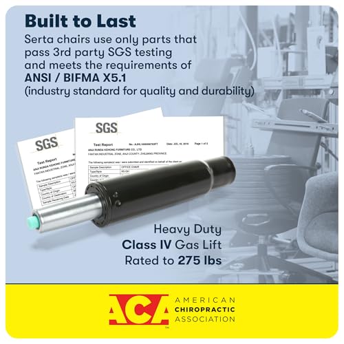 Serta Lautner Executive Home Office Desk Chair, Ergonomic High-Back with Adjustable Lumbar & Body Pillows, SmartLayers and ComfortCoils Technology, Mesh and Bonded Leather, Black/ Gray