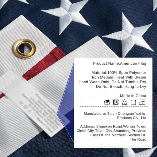 American Flags for Outside 3x5 FT-Spun Polyester US Flag with Embroidered Stars, Brass Grommets - All Weather USA Flag for Outdoor Use