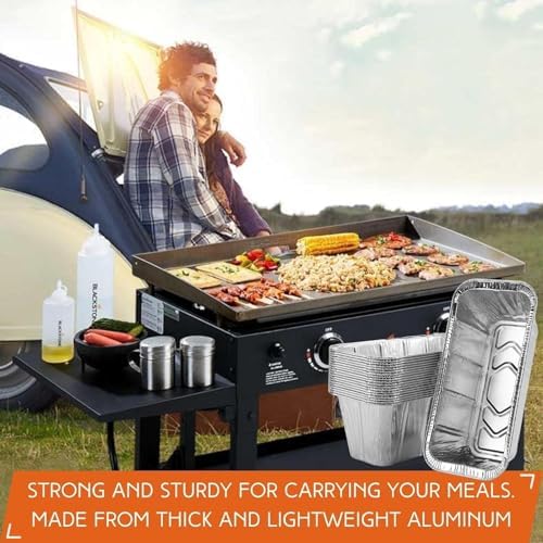 100-Pack Blackstone Griddle Accessories Drip Pan Liners, Aluminum Foil Pan Disposable for 17" 22" 28" 36" Blackstone Griddle Drip Tray Holder Grill Rear Grease Catcher Cup Liners