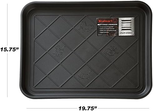 All-Weather Boot Tray - Water-Resistant Plastic Mud Pan, Pet Food Tray, and Outdoor or Indoor Shoe Mat for Entryway by Stalwart (Black)