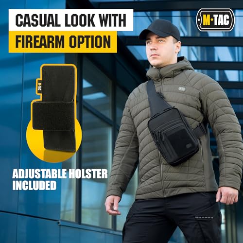 M-Tac Tactical Sling Bag for Men - Crossbody Concealed Carry Bag - Black Mens Crossbody Holster Bag