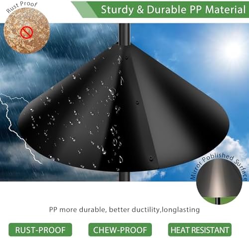 Squirrel Baffle for Bird Feeder Pole,16 inch Squirrel Guard Stopper for Outside Shepherd Hook,Black(2 Pack)