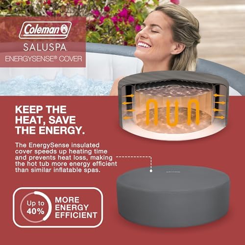 Bestway Coleman Palm Springs 4 to 6 Person EnergySense Smart AirJet Plus Inflatable Hot Tub Outdoor Spa with 140 AirJets and Insulated Cover