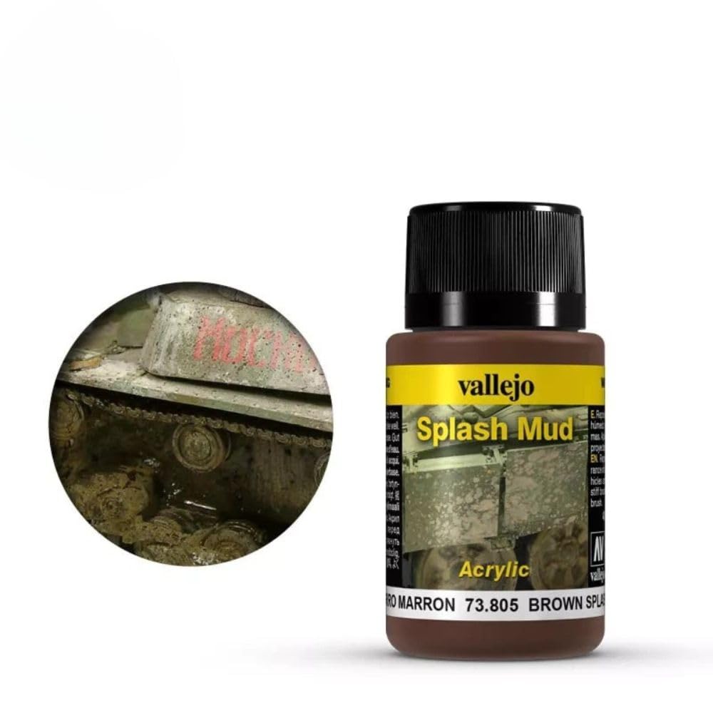 Vallejo - Weathering FX | Brown Splash Mud 40 ml. (1.35 fl.oz.) | Permanent Pigments and Water Based Acrylic Resins | Ideal for Miniatures, Scale Models & Dioramas