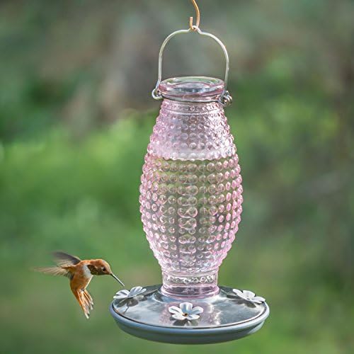 Perky Pet 8131-2 Cranberry Hobnail Vintage Glass Hummingbird Feeder