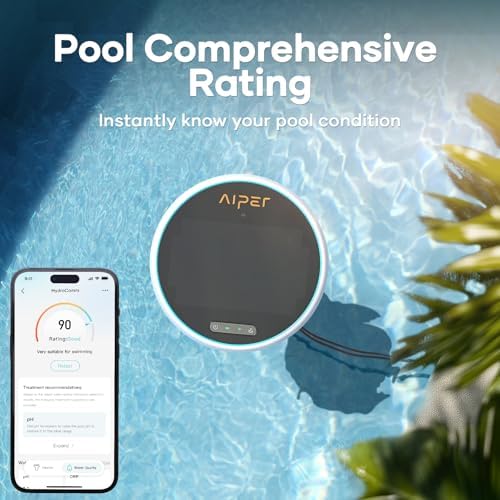 AIPER HydroComm Smart Pool Monitor, 24/7 Digital Water Testing for Pools, Hot Tubs & Spas, 5-in-1 Accurate Testing, App Control, Customized Optimization Tips, White