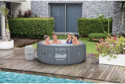 Bestway Coleman Palm Springs 4 to 6 Person EnergySense Smart AirJet Plus Inflatable Hot Tub Outdoor Spa with 140 AirJets and Insulated Cover