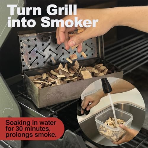 All-Natural Apple Wood Chips for Smoker, 180 Cu. in - Smoker Wood Chips for Grilling, BBQ & Camping - Compatible with Gas, Charcoal, Electric Grills (2 Pack) - Made in USA