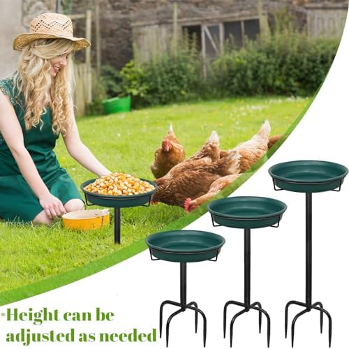 35.5In Freestanding Birdbaths Bowl Outdoor, Standing Garden Bird Bath Bird Feeder Bowl with Metal Stake, Detachable Decoration Spa Birdfeeder for Garden Patio Yard Lawn, 4 Spiky Feet (D)