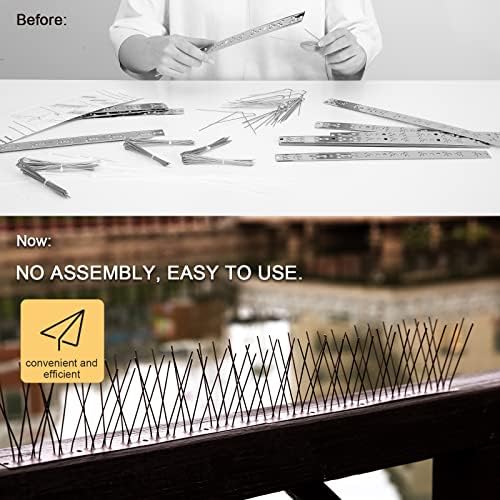OFFO Brown Bird Spikes Pre-Assembled for Pigeons Birds, Cover 10 Feet Durable Bird Spikes with Stainless Steel for Fence Roof Mailbox Window