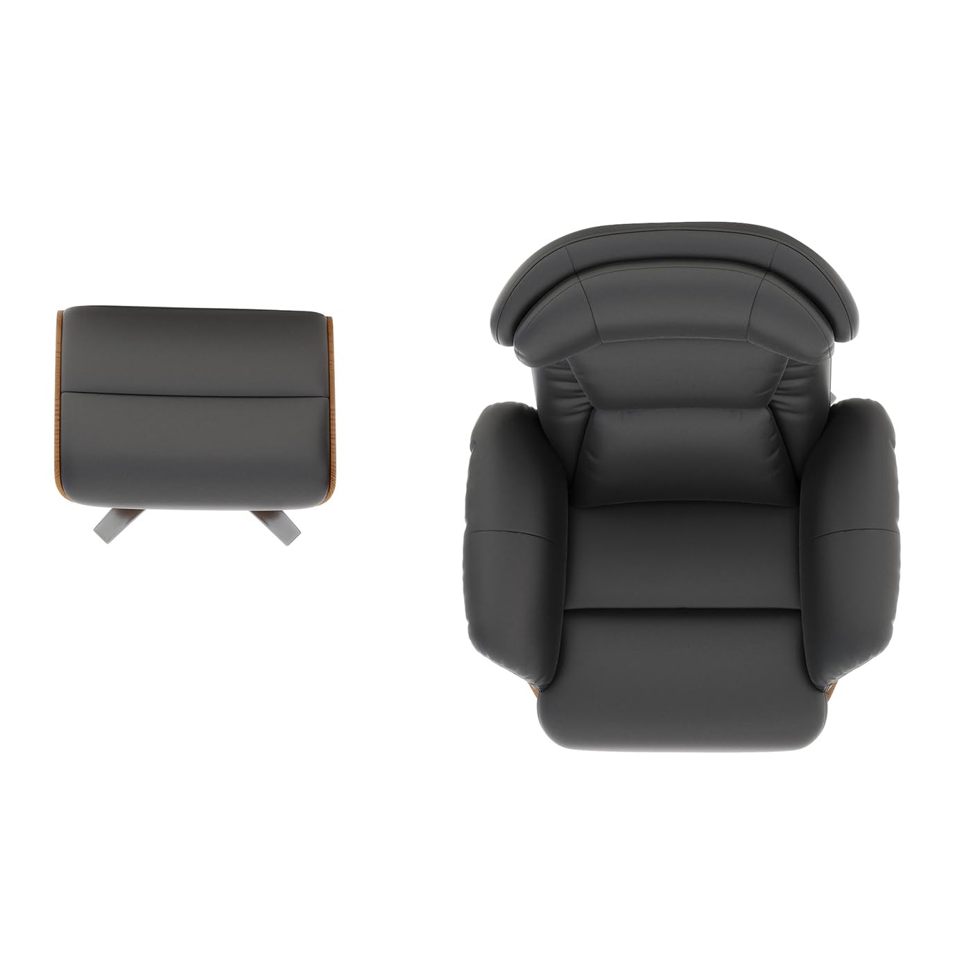 Jennifer Taylor Home Jovan 31.5" Mid-Century Modern Genuine Leather Recliner Lounge Chair & Ottoman Set, Shadow Gray Leather