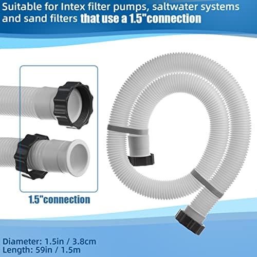 1.5" Pool Pump Hose for Coleman Intex, 1.5 inch Pool Hoses for Above Ground Pools 29060E Pool Filter Hoses for Sand Filter Pumps & Saltwater Systems, 59" Long Replacement Hoses (2 Pack)