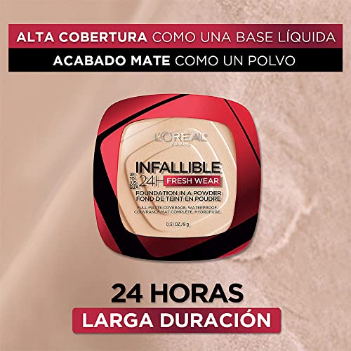 L'Oreal Paris Makeup Infallible Fresh Wear Foundation in a Powder, Up to 24H Wear, Waterproof, Linen, 0.31 oz.