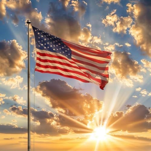 American Flags for Outside 3x5 FT-Spun Polyester US Flag with Embroidered Stars, Brass Grommets - All Weather USA Flag for Outdoor Use