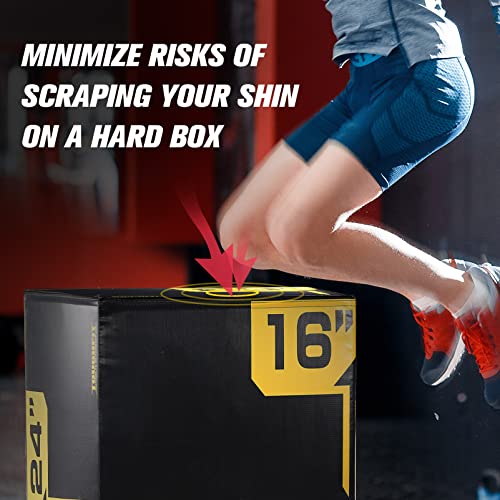 ToughFit Plyo Box - 3 in 1 Foam Plyometric Box - Jump Box for MMA, Crossfit - Adjustment Height Plyometric Jump Box for Home Gym - PVC Cover Platform & High-Density Workout Box (Small - 20"x18"x16")