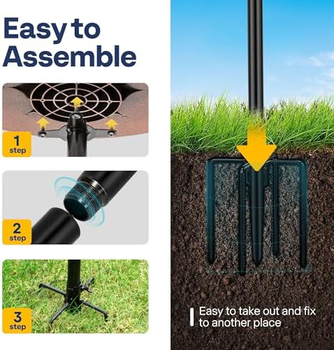 VIVOHOME Oval Polyresin Bird Bath Bowl with Solar Fountain, 29 Inch Height Outdoor Freestanding Birdfeeder with Metal Stake, Capacity 1.3 Gallons, 5-Pronged Base, Bronze