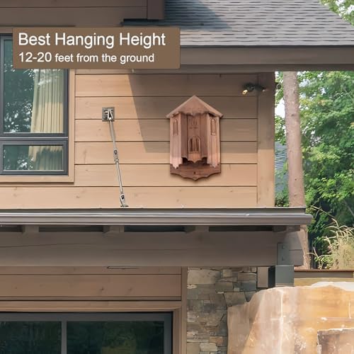 Wooden Castle Bat Houses for Outside Bat Box for Outdoors - Large Three Chamber Box Perfectly Designed to Attract Bats - Durable and Easy to Hang (Bat House Ⅰ Red)