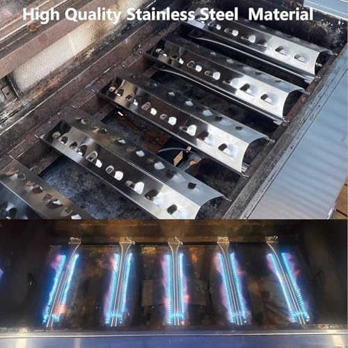 Uniflasy Grill Replacement Parts Kit for Master Forge 5 Burner 3218LT, 3218LTM, 3218LTN, L3218, 2518-3, 2518LN-LPG, E3518-LP, Kenmore 148.16156211, 148.1637110, 5 Pack Grill Burner and Heat Plate