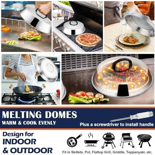 18Pcs Griddle Accessories Kit, Joyfair Stainless Steel Flat Top Grilling Spatula Accessory Tools Set with Basting Cover Burger Press, for Outdoor BBQ Teppanyaki Hibachi Cooking (ABS Handles)