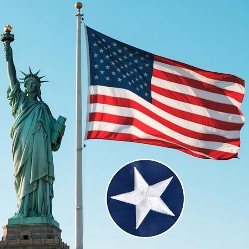 American Flags for Outside 4x6, US Flag Outdoor Heavy Duty, Embroidered Stars/Sewn Stripes/UV Protection/Brass Grommets, USA Flags High Wind