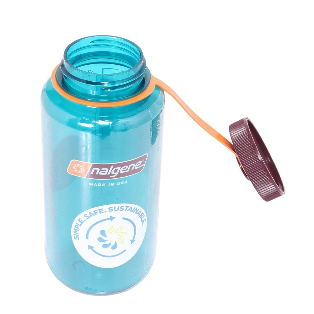 Nalgene Sustain Tritan BPA-Free Water Bottle Made with Material Derived From 50% Plastic Waste, 32 OZ, Wide Mouth, Teal