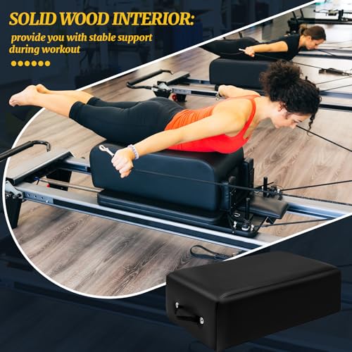 Beeveer Pilates Sitting Box 26 x 15 x 9.5 Inch Pilates Equipment Pilates Accessories Pilates Box for Reformer Body Stamina Stretching Balance Exercise Workout (Black)