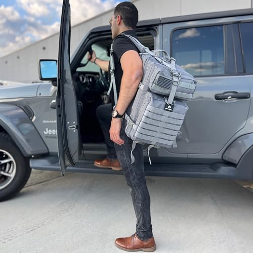 AMERICANPHOENIX 45L Elite Tactical Backpack | 3X Stronger Work & Military Backpack | Water Resistant and Heavy Duty | 3 Day MOLLE Bug Out Bag (Polar White)