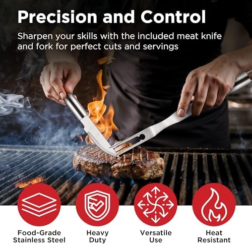 Kaluns BBQ Accessories, Complete Grill Set Grilling Gifts for Men Dad, 40 Pcs Premium Heavy Duty Stainless Steel Barbecue Grill Accessories for Outdoor Grill for Men Dad