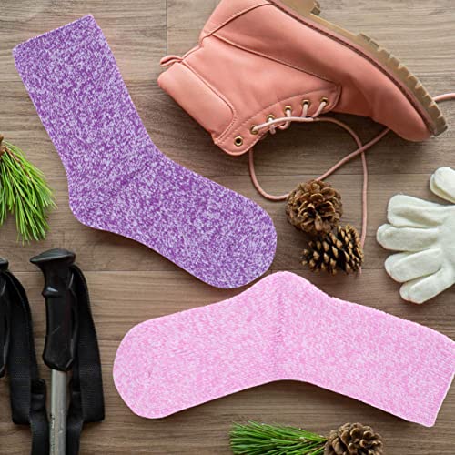 HOT FEET Kids Thermal Socks – 2 Pack Warm Winter Socks for Boys and Girls, Cozy & Insulated, Thick Heated Socks for Kids, Pink & Purple