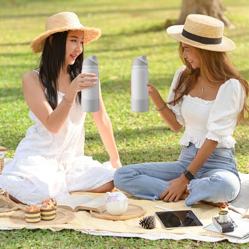Alwenid 2PCS Silicone Water Bottle Boot for Owala 40 Oz, Anti-Slip Protective Sleeve Bottom Bumper Protector for FreeSip, Twist, and Flip Stainless Steel Water Bottles (Milky Gray)