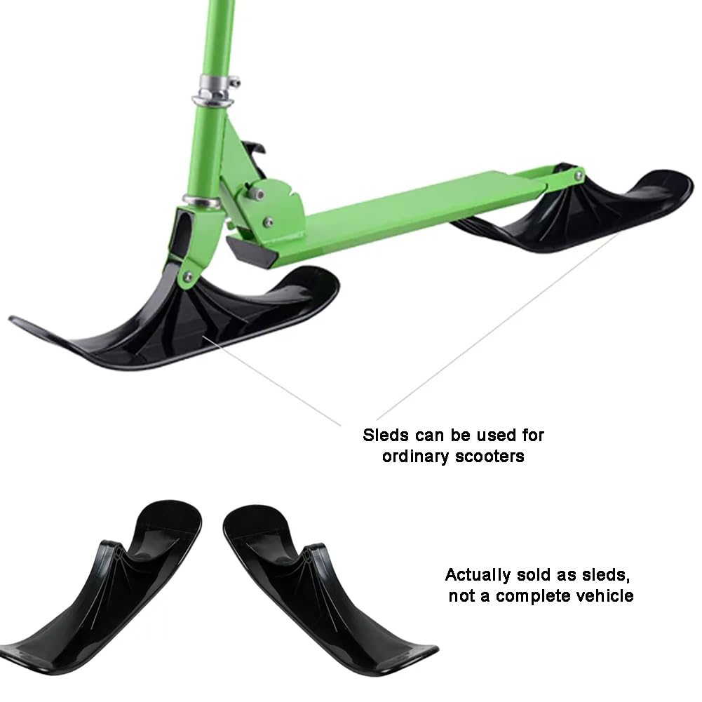 1 Pair of Snow Scooter Ski Sled, Snow Sled Ski Scooter Conversion Kit Ski Board Sleigh Accessories Outdoor Sports Winter Scooter Sled Ski Attachment for Kids Ski Skate Board Sled Accessories