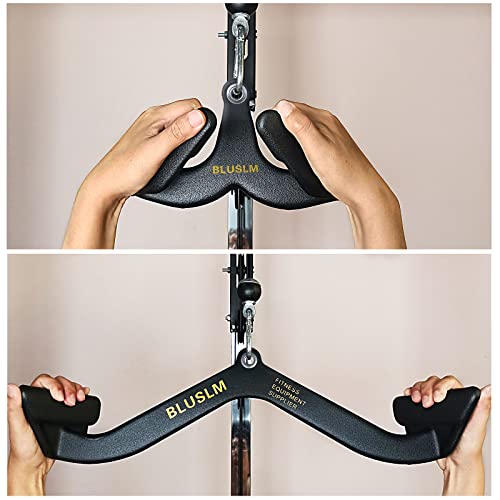 BLUSLM LAT Pull Down Bar for Cable Machine, LAT Pulldown Attachments T Bar V Bar Cable Attachment, Back Tricep Bar Strength Training Handle (BL4PLUS)
