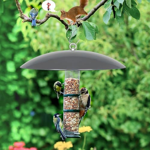 13" Bird Feeder Rain Guard, Hummingbird Feeder Shade Dome Cover, Hanging Squirrel Baffle for Bird Feeder Pole (Grey), 2 Pack