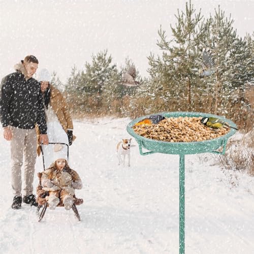 Metal Bird Bath for Outside, 36.2" Height Birdbath Bowl Standing Bird Feeders for Outdoors with 4 Prongs Base Stake, Freestanding Birdfeeders for Garden Yard Lawn Decor (Retro Green)